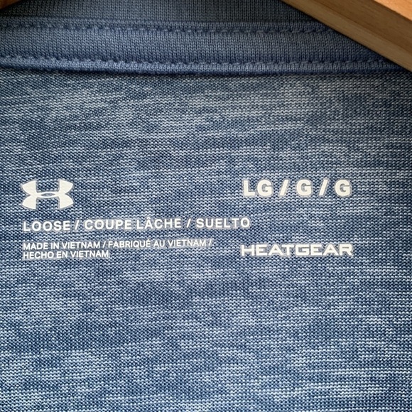 UNDER Armour Heat Gear Long Sleeve 1/4 Zip Tech Shirt - Heathered Slate Blue - Picture 9 of 16